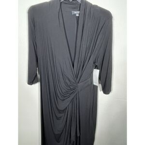 Karen Kane Cascade Dress size 2x black wrap style knee length plus L13915